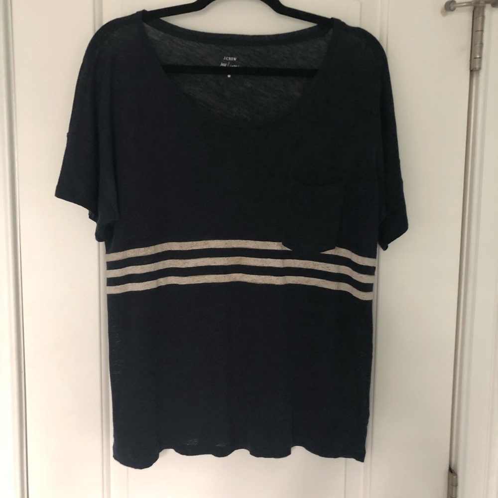 J Crew Linen Striped Tee